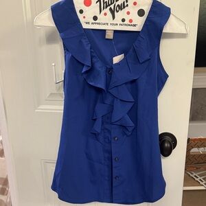 Banana Republic Royal Blue Ruffle Blouse